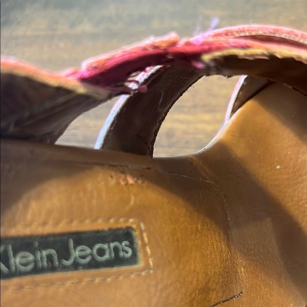 Calvin Klein Jeans Isabelle Pink and Brown Gladiator Heels - Picture 12 of 14